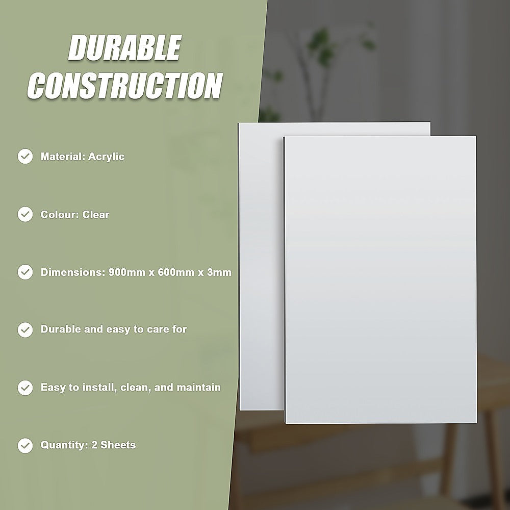 Mirrors: MIRROR Acrylic Sheet Perspex Sheet Panel 2pc/set 900mm x 600mm x 3mm