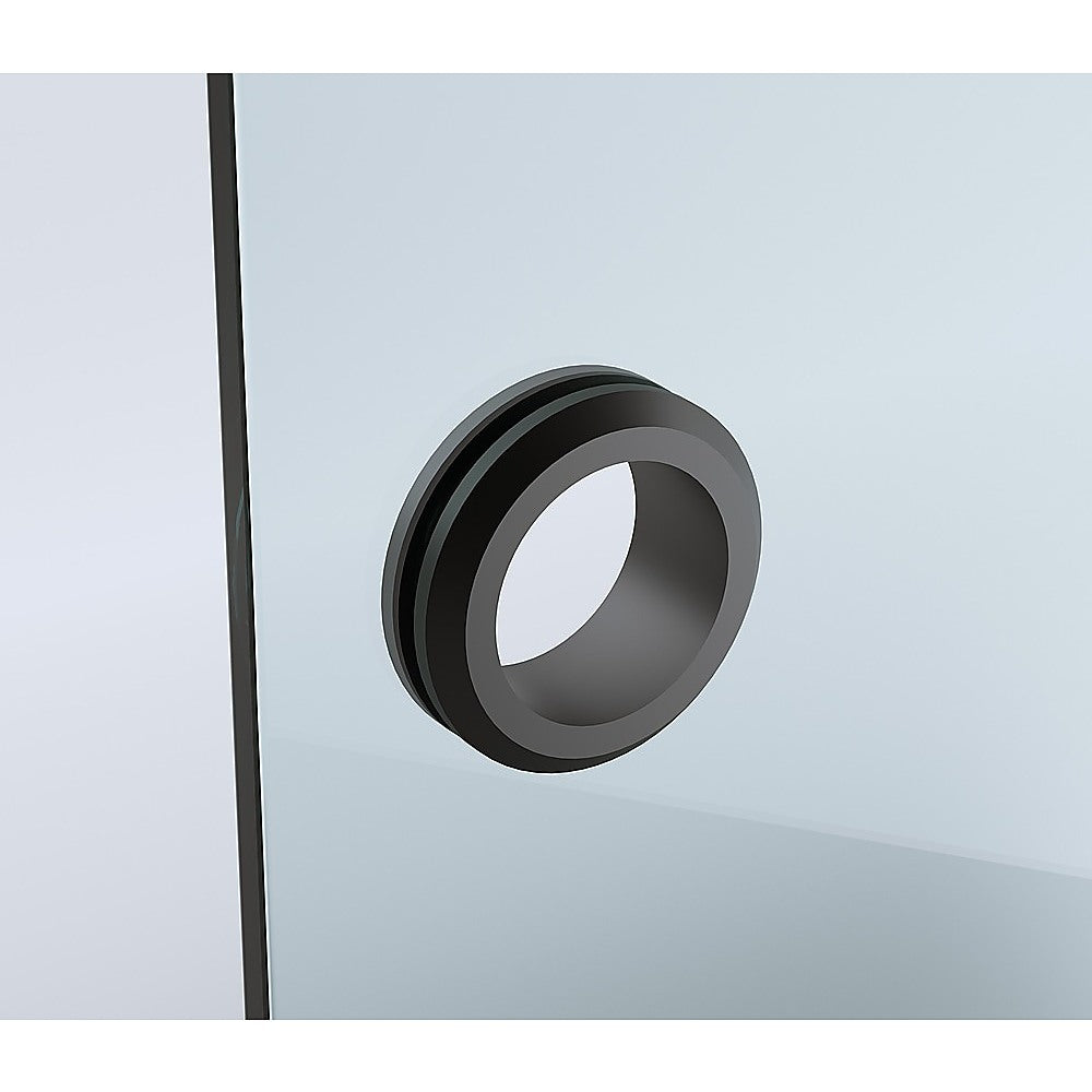 Shower Heads & Screens: 90cm Frameless Diamond Shower Screen  Black U-Brackets with Durable Brass Hinges