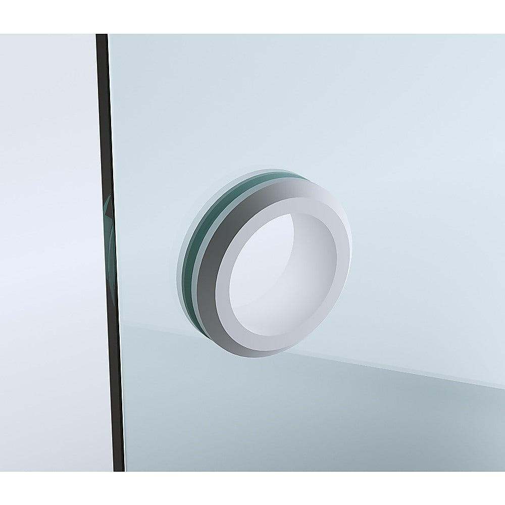 Shower Heads & Screens: 100cm Frameless Diamond Shower Screen  White F-Brackets with Durable Brass Hinges