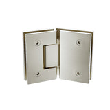 100cm Frameless Diamond Shower Screen with Nickel Brackets and Brass Hinges, Round Handle