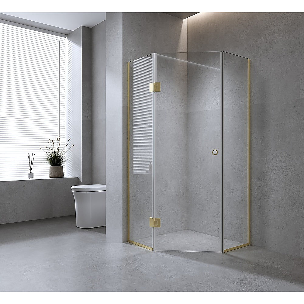 Shower Heads & Screens: 100cm Frameless Diamond Shower Screen with White Channels and SS Hinges