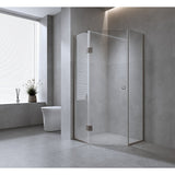 90cm Frameless Diamond Shower Screen with Gunmetal Channels and Brass Hinges & Round Handle