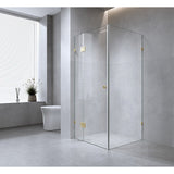 110x80cm Corner Frameless Shower Screen with Chrome Brackets and SS Hinges