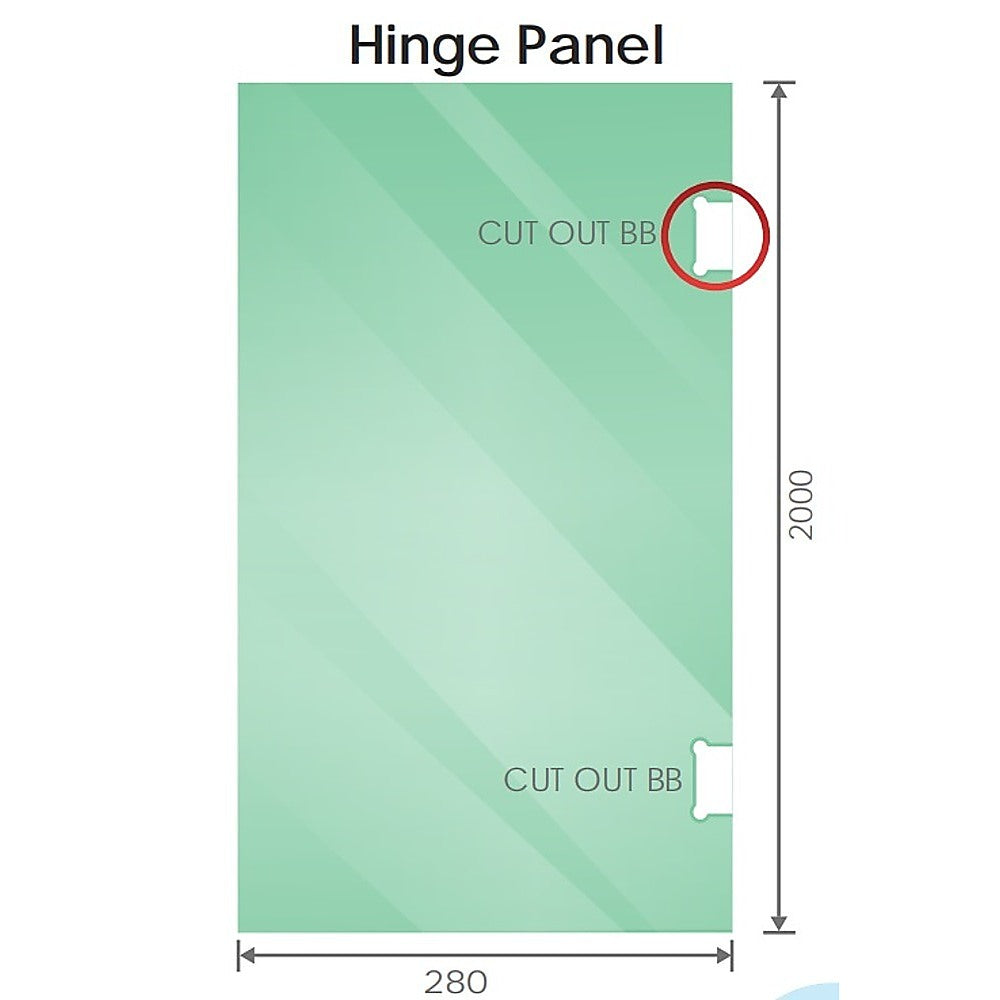 90cm Frameless Wall-to-Wall Shower Screen with White Brackets & Brass Hinges – U-Brackets