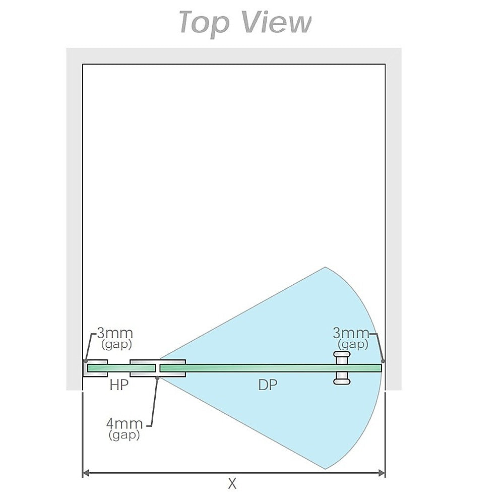 110cm Frameless Wall-to-Wall Shower Screen with Black Brackets & Brass Hinges – U-Brackets