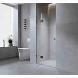 110cm Wall to Wall Frameless Shower Screen with White Brackets and Brass Hinges