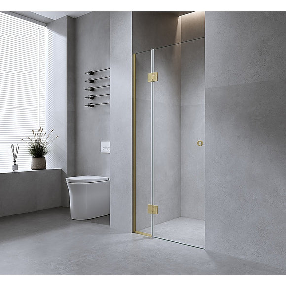 100cm Wall to Wall Frameless Shower Screen with Gunmetal Channel and SS Hinges