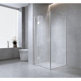 110x110cm Corner Frameless Shower Screen with White Channel and SS Hinges