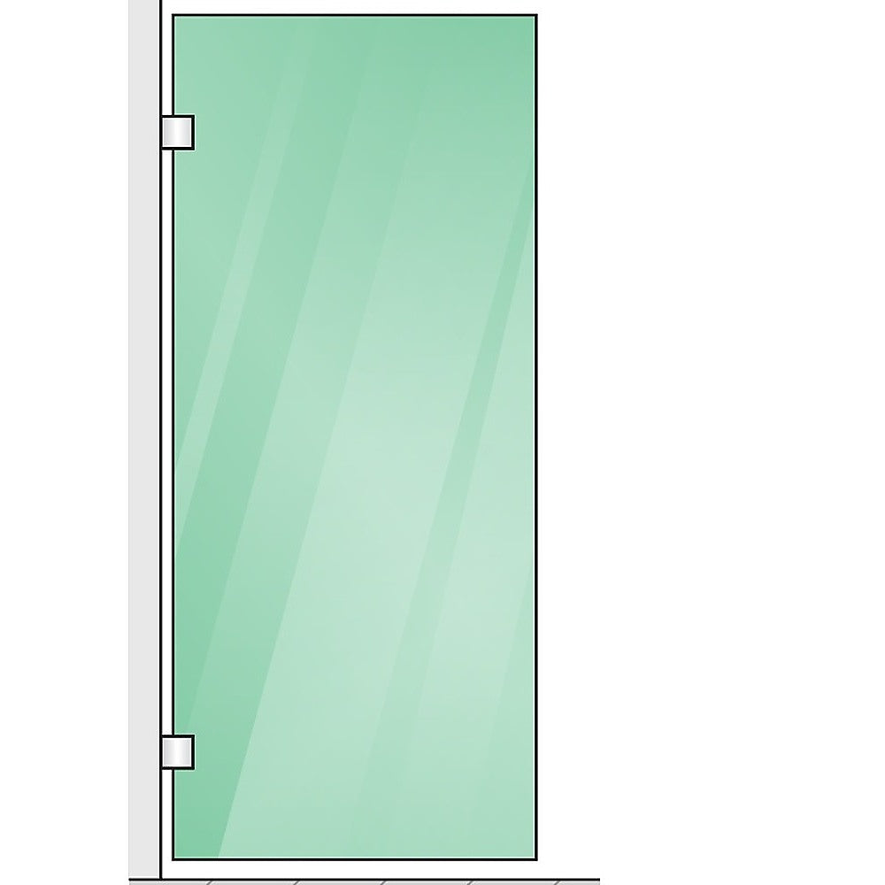 Shower Heads & Screens: 90x90cm Corner Frameless Shower Screen with White Brackets and Brass Hinges - Wall F-Brackets