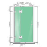 100x90cm Corner Frameless Shower Screen with Gold Brackets and Brass Hinges, Round Handle