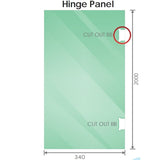 100x90cm Corner Frameless Shower Screen with Gold Brackets and Brass Hinges, Round Handle