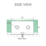 100x90cm Corner Frameless Shower Screen with Gold Brackets and Brass Hinges, Round Handle
