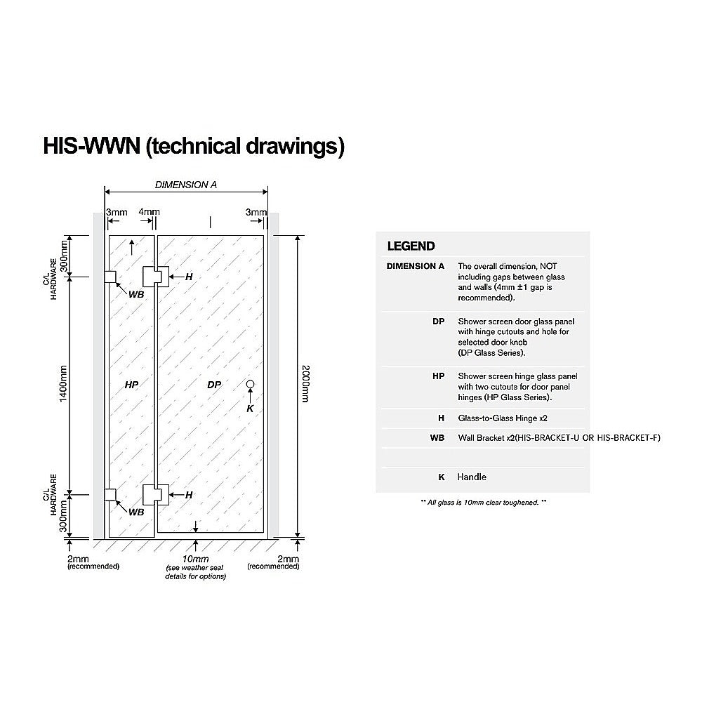 Shower Heads & Screens: 100x90cm Corner Frameless Shower Screen  Nickel Wall Channel with Brass Hinges for Elegant Bathrooms