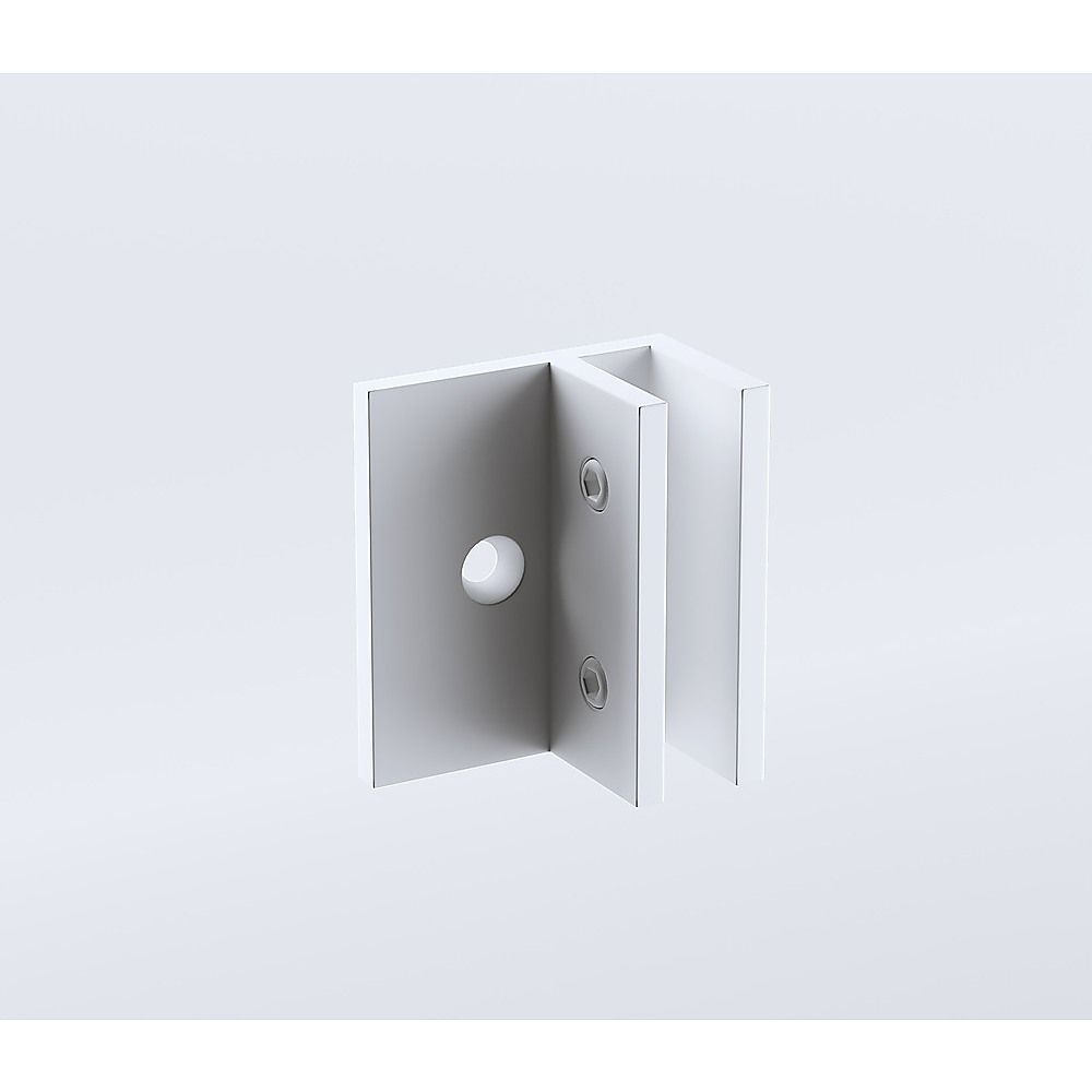 110x90cm Corner Frameless Shower Screen with White Brackets and Brass Hinges - F-Brackets