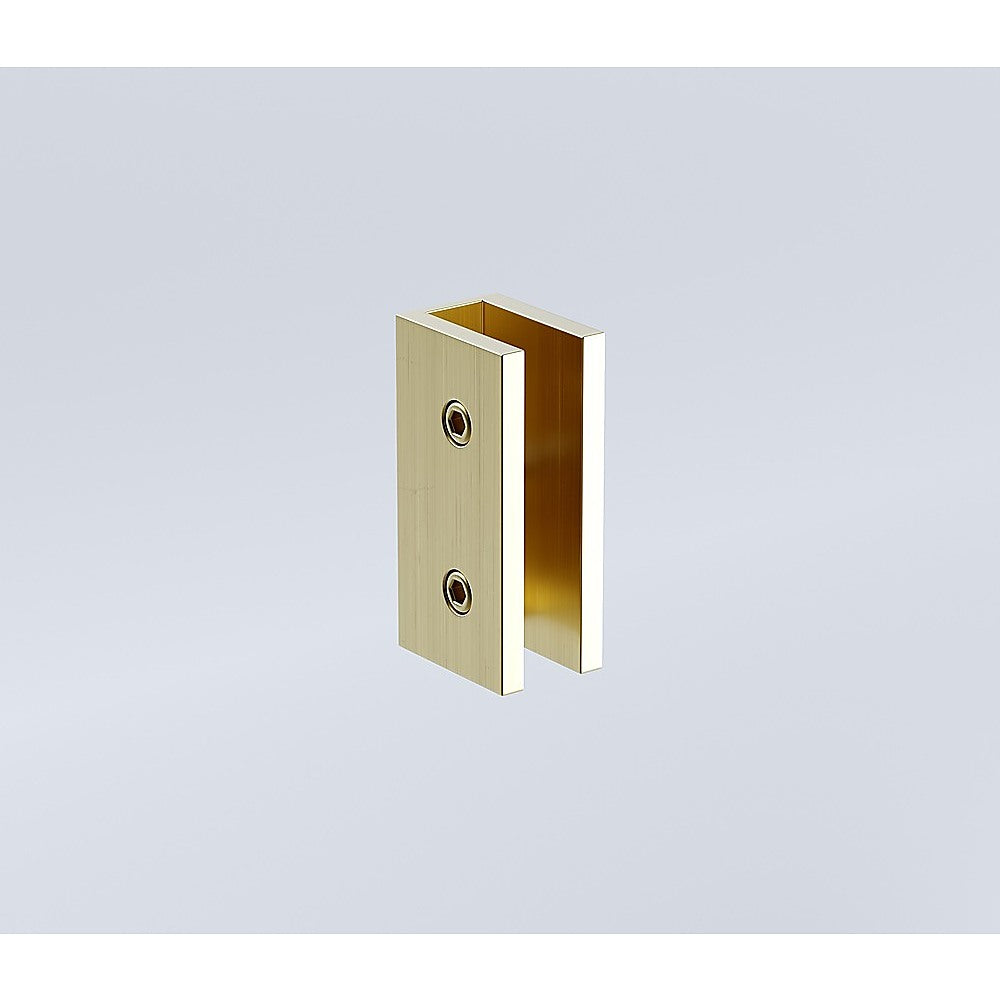 Shower Heads & Screens: 110x100cm Corner Frameless Shower Screen with Gold Brackets and Brass Hinges - Wall & Floor U Brackets