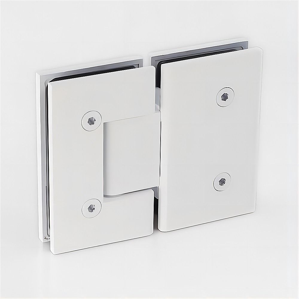 Shower Heads & Screens: 110x100cm Corner Frameless Shower Screen with White Brackets and Brass Hinges - Wall U-Brackets