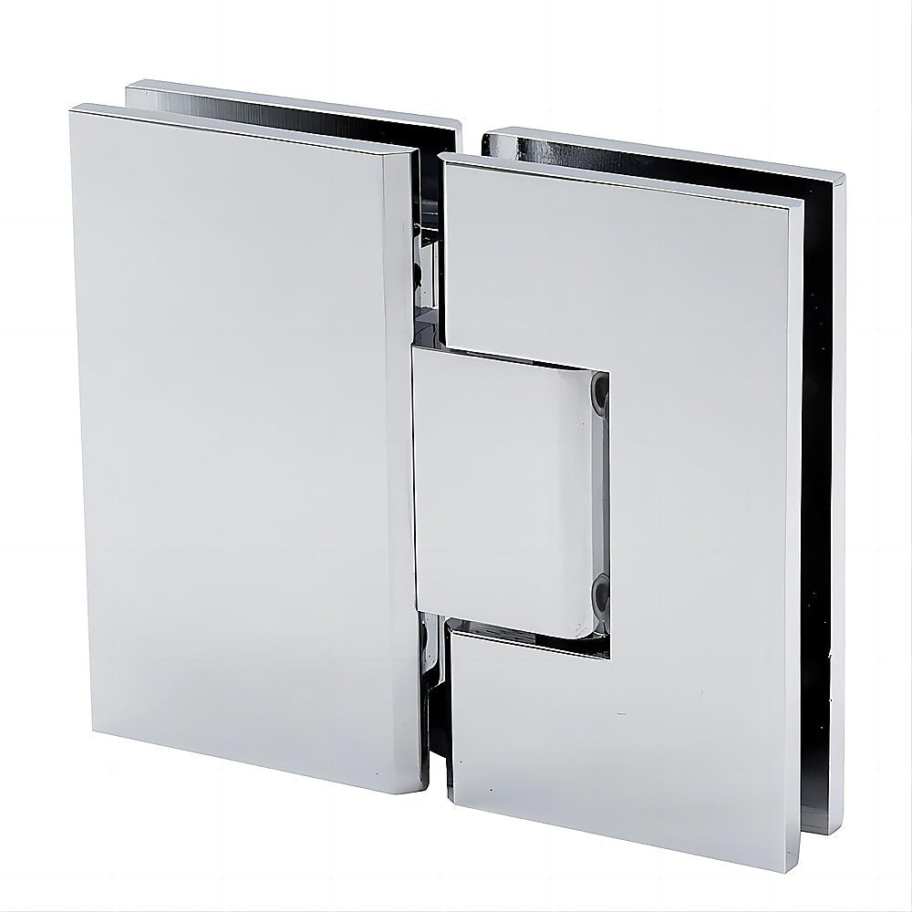 Shower Heads & Screens: 110x110cm Corner Frameless Shower Screen with Chrome Brackets and Brass Hinges - Wall & Floor U Brackets