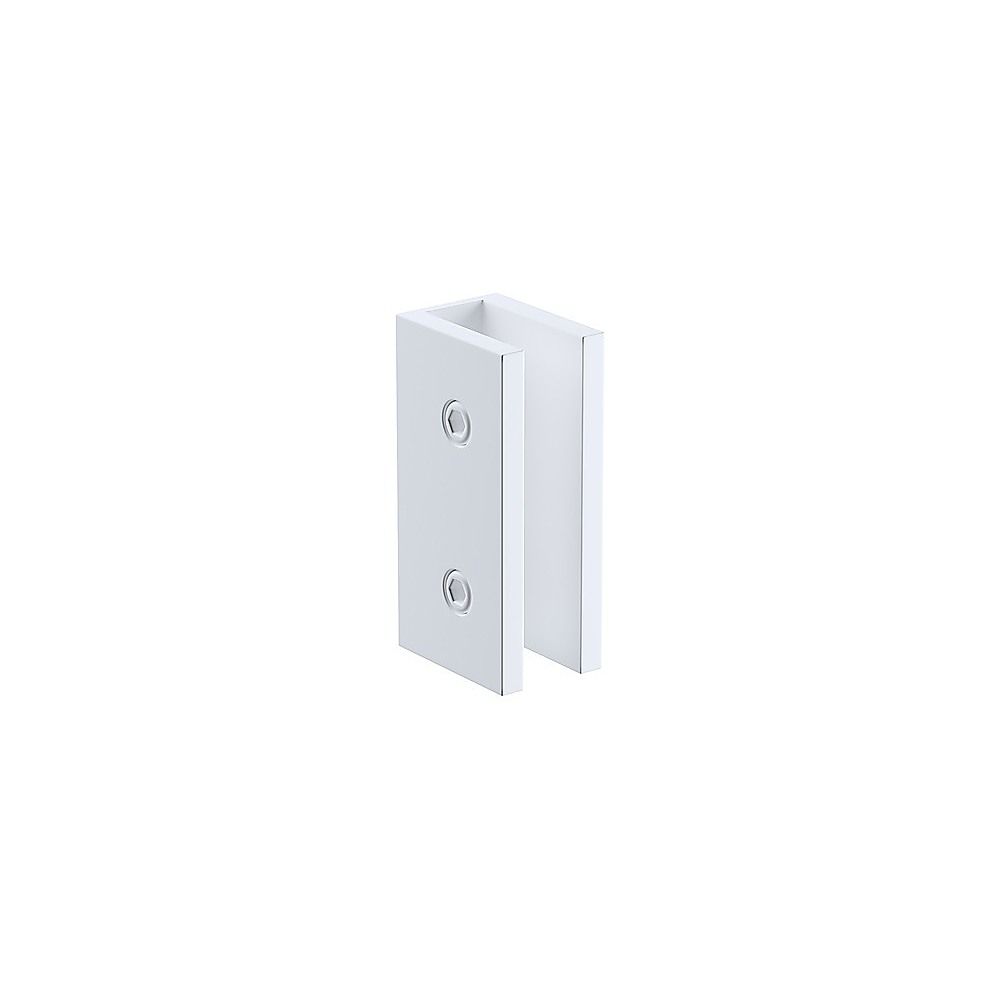 Shower Heads & Screens: 110x110cm Corner Frameless Shower Screen with White Brackets and Brass Hinges - Wall & Floor U Brackets