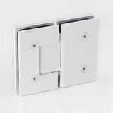 Shower Heads & Screens: 110x110cm Corner Frameless Shower Screen with White Brackets and Brass Hinges - Wall & Floor U Brackets