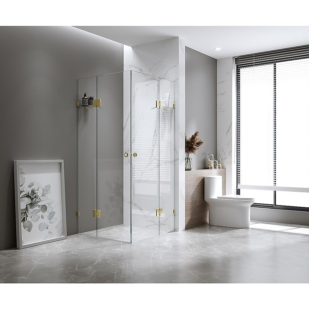 Shower Heads & Screens: 100x100cm Double Door Corner Shower  White Wall U-Brackets with SS Hinges for Contemporary Bathrooms
