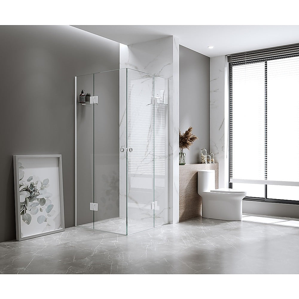 Shower Heads & Screens: 90x110cm Double Door Corner Shower with Nickel Channels and SS Hinges