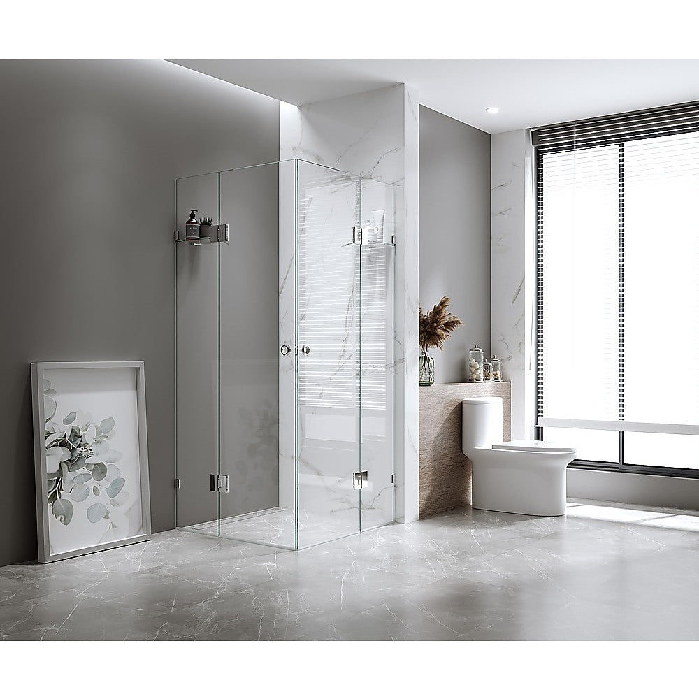 Shower Heads & Screens: 120x120cm Double Door Corner Shower  Black Wall U-Brackets with Brass Hinges for Modern Bathrooms