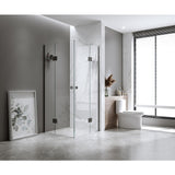 100x120cm Double Door Corner Shower with Black Channels and Brass Hinges