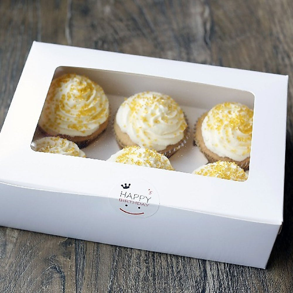 Kitchen Utensils: Cupcake Box 6 Holes Window Cake Party Favour 100 Boxes