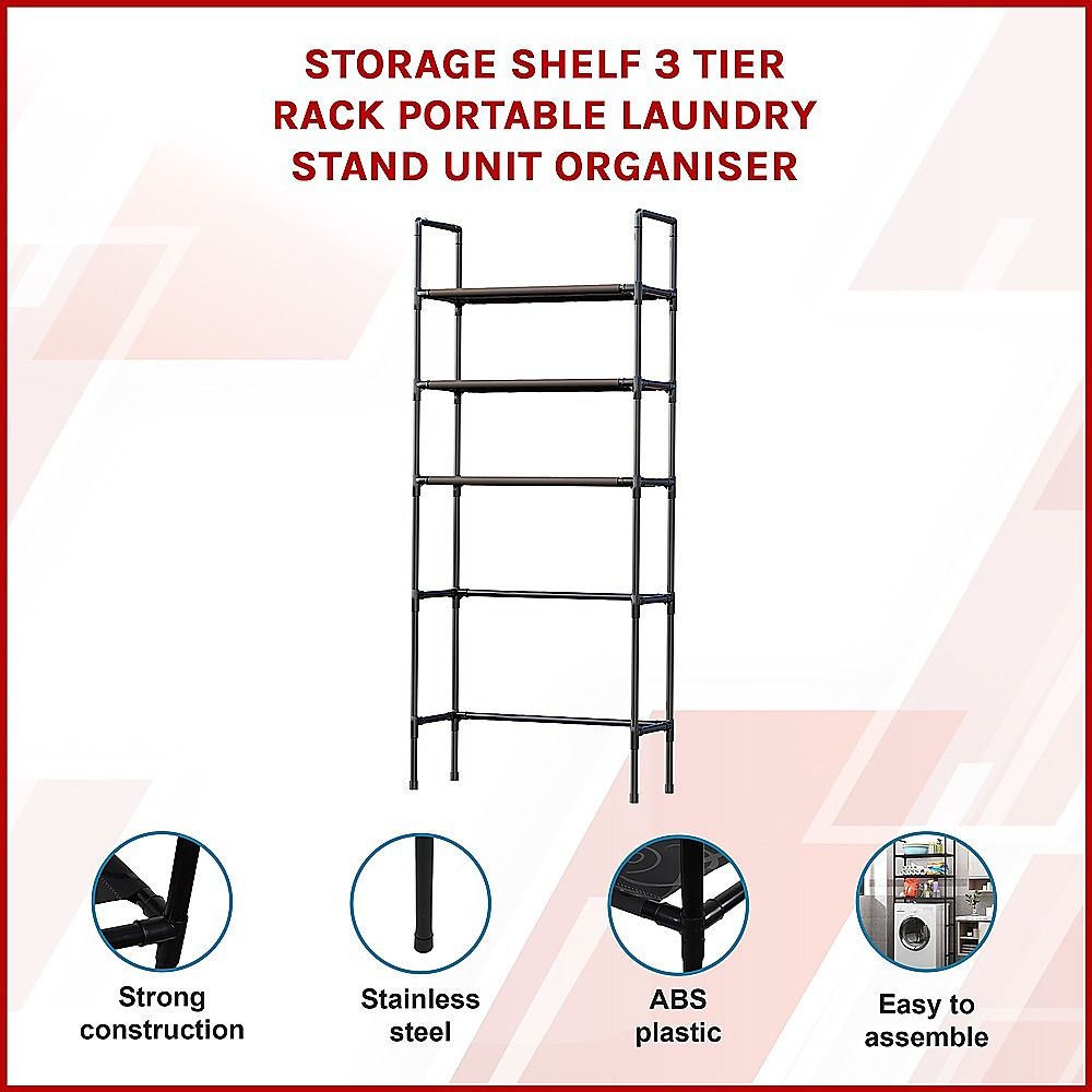 Storage Shelf 3 Tier Rack Portable Laundry Stand Unit Organiser
