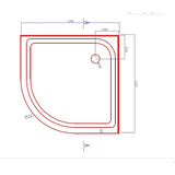 100x100cm Rounded Curved Shower Base in White