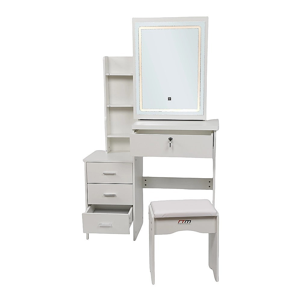 Dressing Vanity & Dressing Tables: Dressing Table LED Makeup Mirror Stool Set Vanity Desk With Drawer Lighted