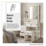 Dressing Vanity & Dressing Tables: Dressing Table LED Makeup Mirror Stool Set Vanity Desk With Drawer Lighted