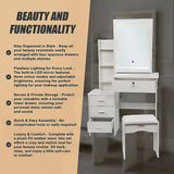 Dressing Vanity & Dressing Tables: Dressing Table LED Makeup Mirror Stool Set Vanity Desk With Drawer Lighted