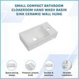 Sinks: Small Compact Bathroom Cloakroom Hand Wash Basin Sink Ceramic Wall Hung