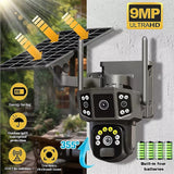 9MP Wireless Solar Camera WIFI Security Outdoor Battery PTZ CCTV Home House V380