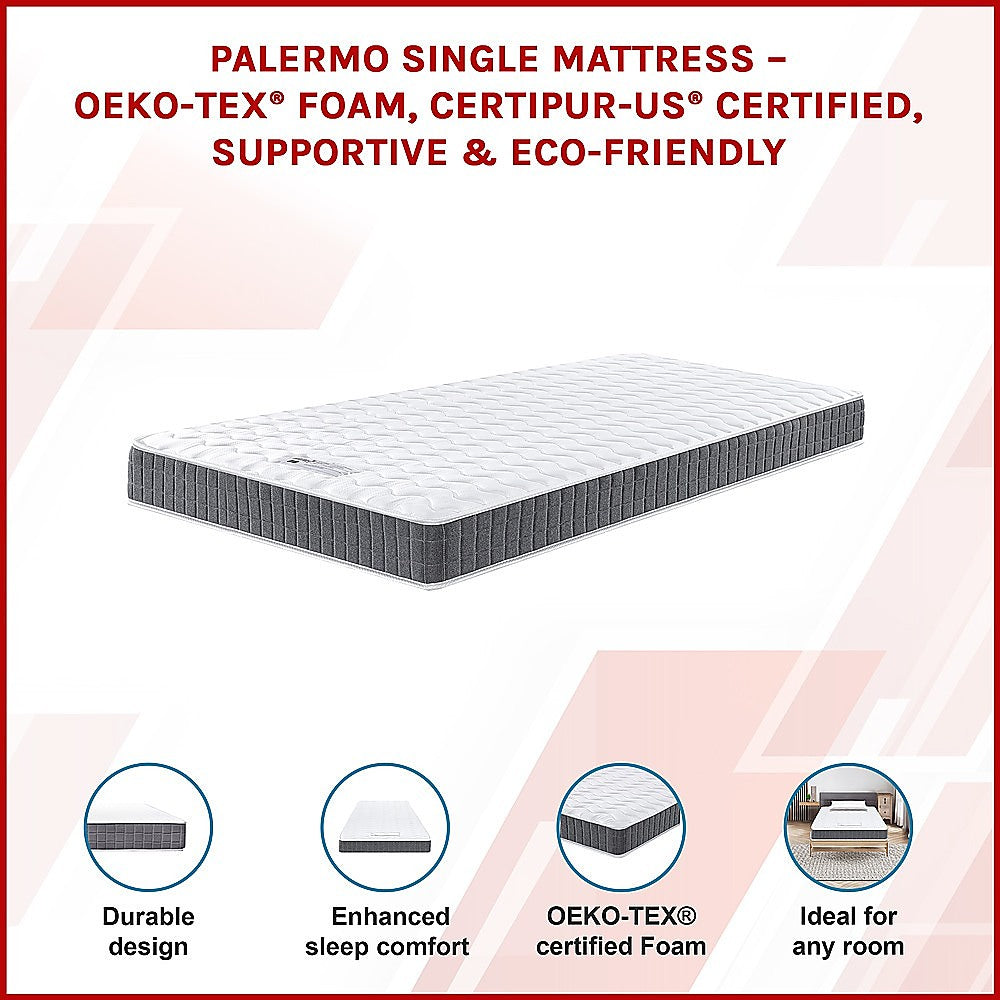 Single Mattress: Single Memory Foam Mattress  OEKO-TEX Textile & CertiPUR-US Certified Foam