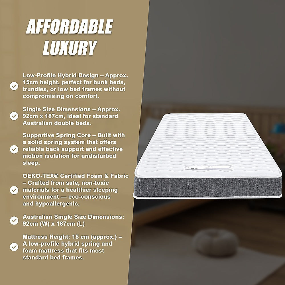 Single Mattress: Single Memory Foam Mattress  OEKO-TEX Textile & CertiPUR-US Certified Foam