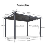 Canopies & Gazebos: 3x4M Aluminium Pergola Marquee with Retractable Roof  Garden Canopy