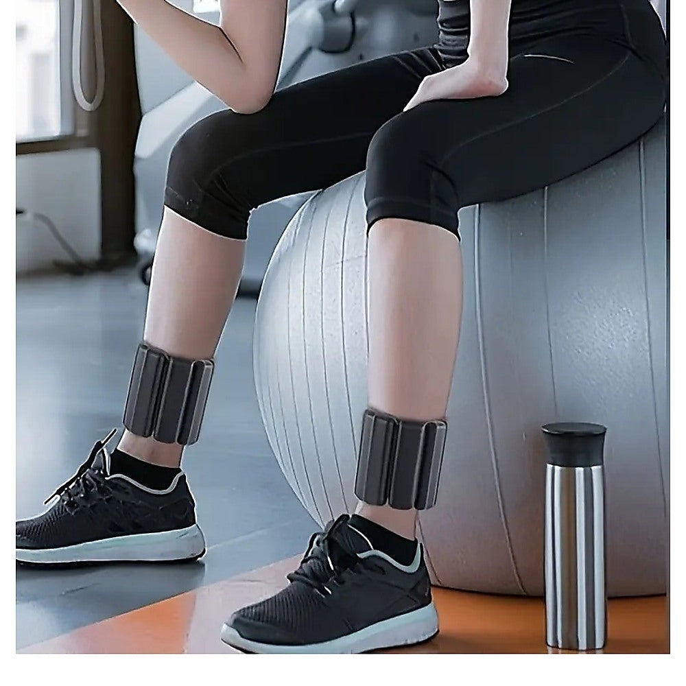 Free Weights: 2-Piece Ankle & Wrist Weights  2kg Pair Adjustable Workout Bangles (Black)