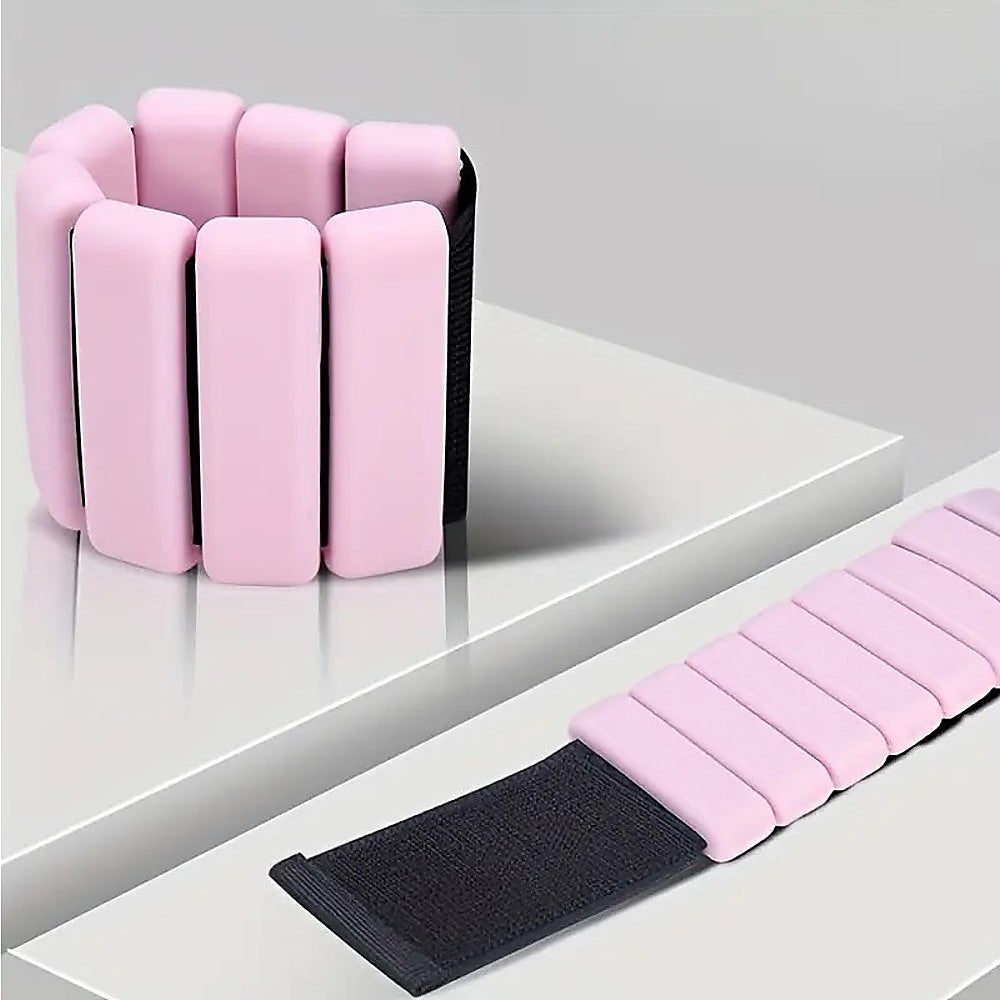 Free Weights: 2-Piece Ankle & Wrist Weights  1kg Pair Adjustable Workout Bangles (Pink)