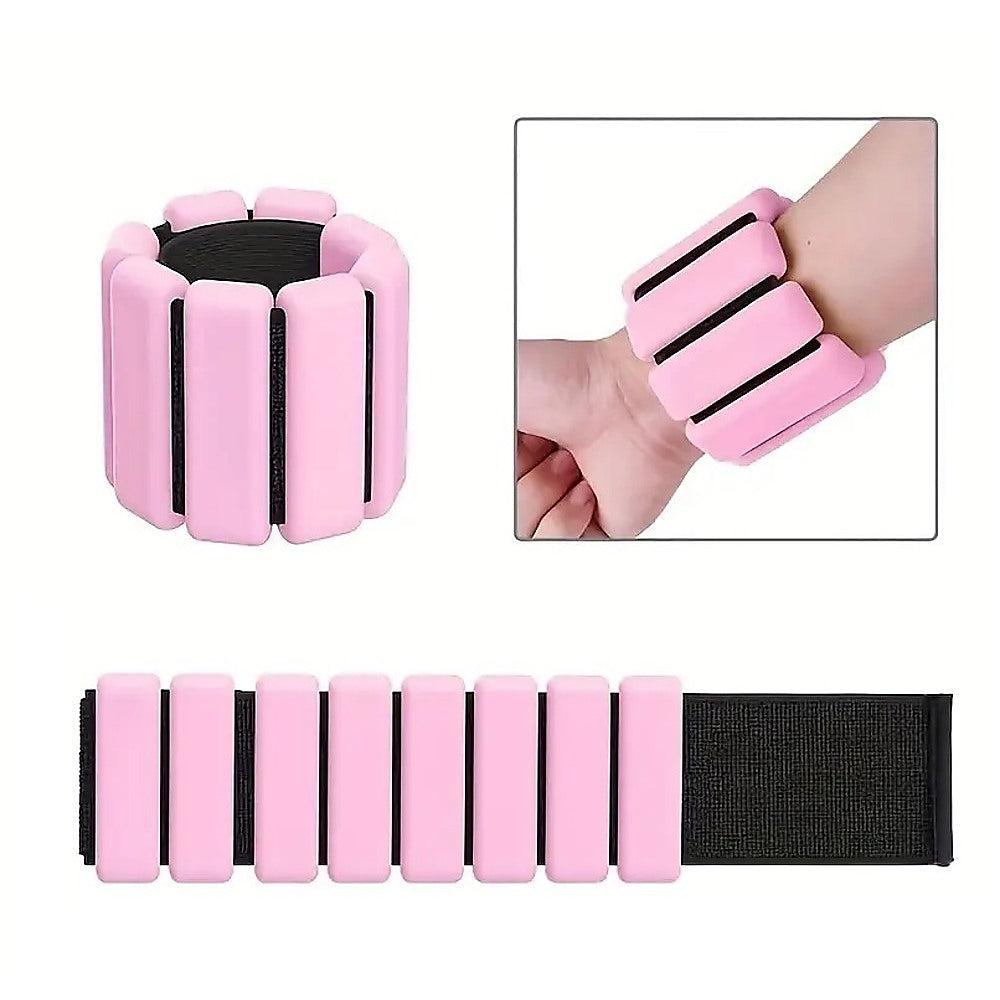 Free Weights: 2-Piece Ankle & Wrist Weights  1kg Pair Adjustable Workout Bangles (Pink)