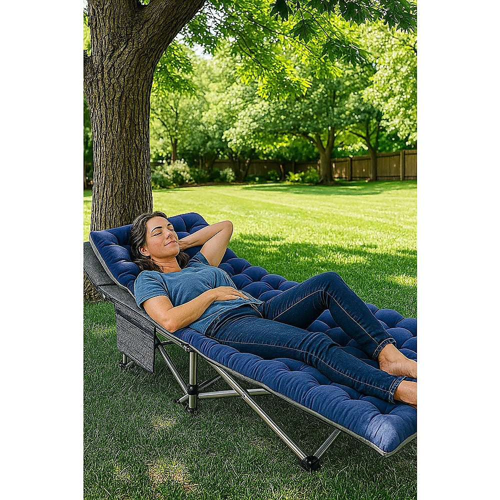 Camp Furniture: Camping Bed Elevated Cot with Mattress Foldable Outdoor Adult Sleeping