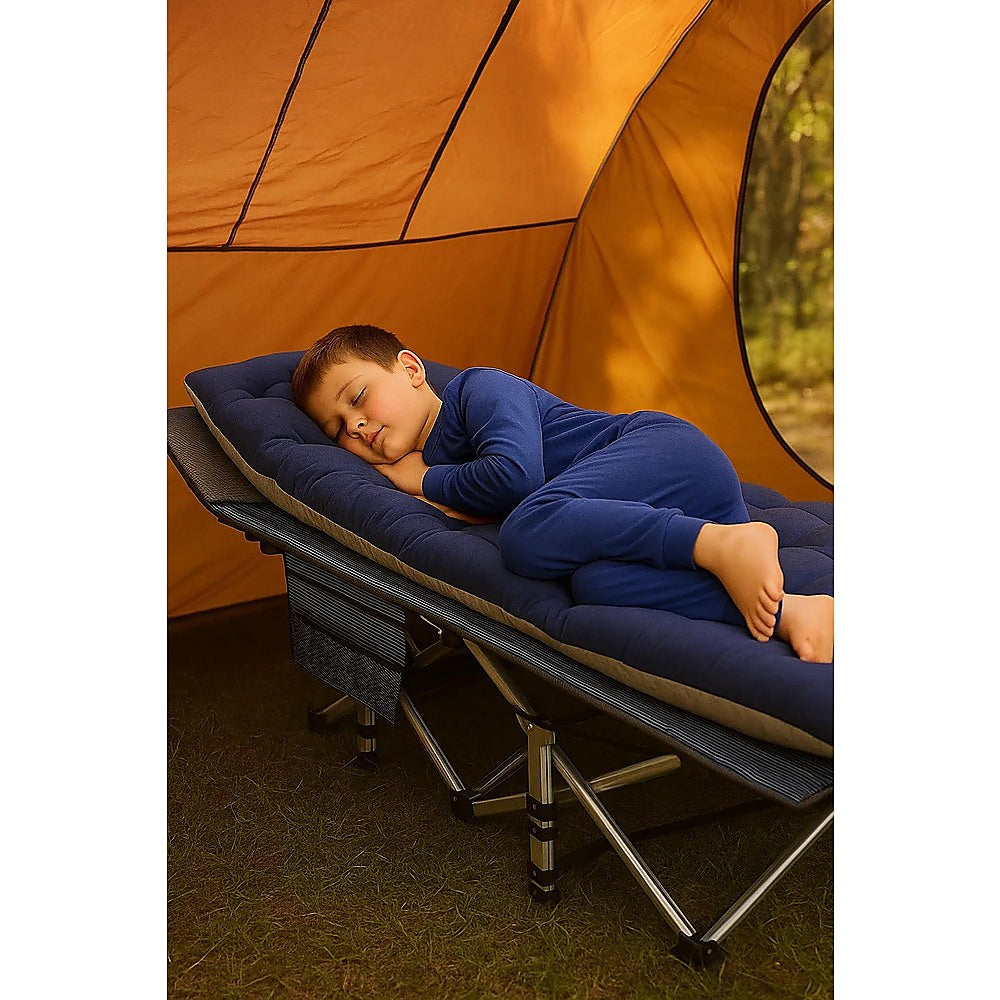 Camp Furniture: Camping Bed Elevated Cot with Mattress Foldable Outdoor Adult Sleeping