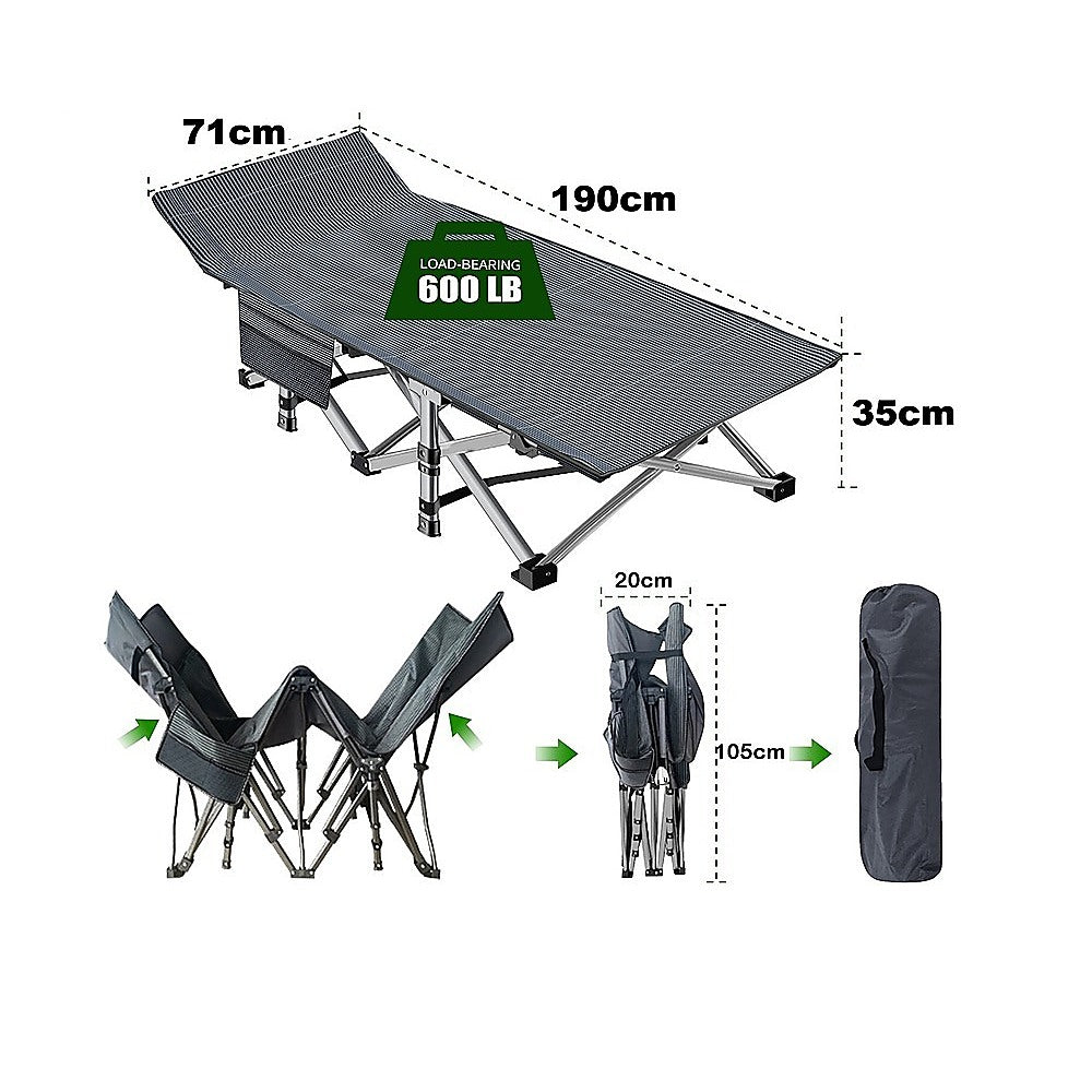 Camp Furniture: Camping Bed Elevated Cot with Mattress Foldable Outdoor Adult Sleeping