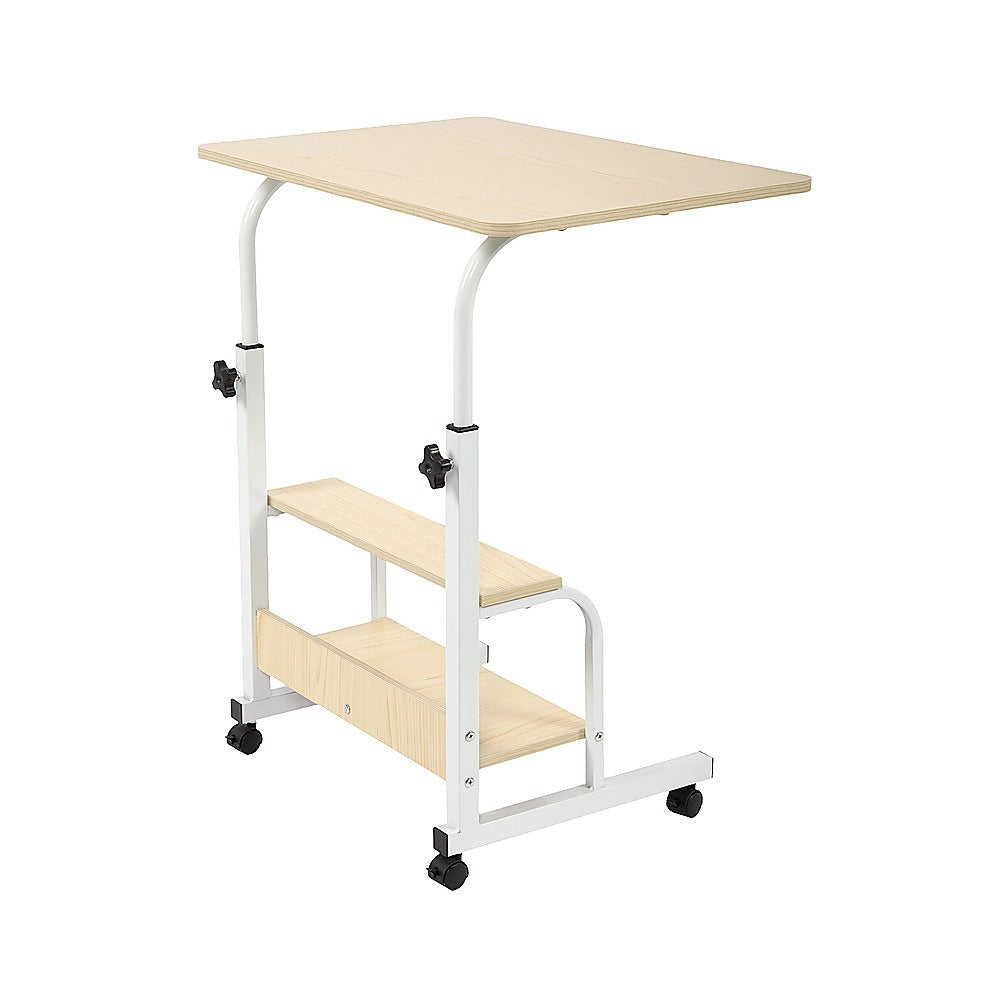 Desks: Height Adjustable Rolling Overbed Table 60cm Mobile Computer Desk