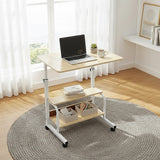 Desks: Height Adjustable Rolling Overbed Table 60cm Mobile Computer Desk