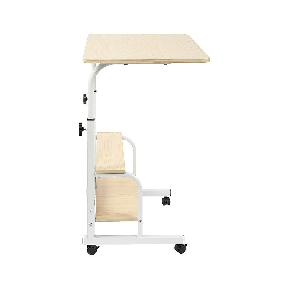 Desks: Height Adjustable Rolling Overbed Table 60cm Mobile Computer Desk