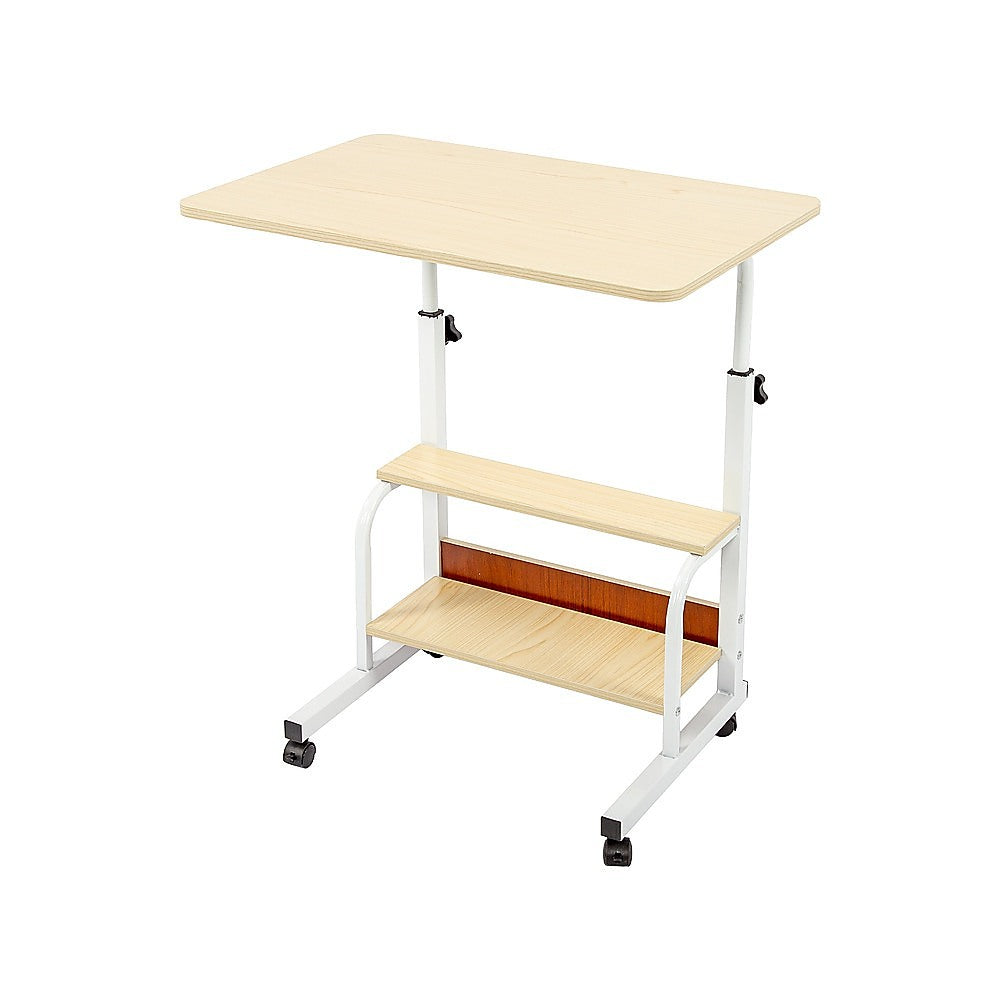 Desks: Height Adjustable Rolling Overbed Table 60cm Mobile Computer Desk