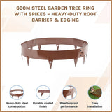 Gardening Accessories: 60cm Steel Garden Tree Ring with Spikes  Heavy-Duty Root Barrier & Edging