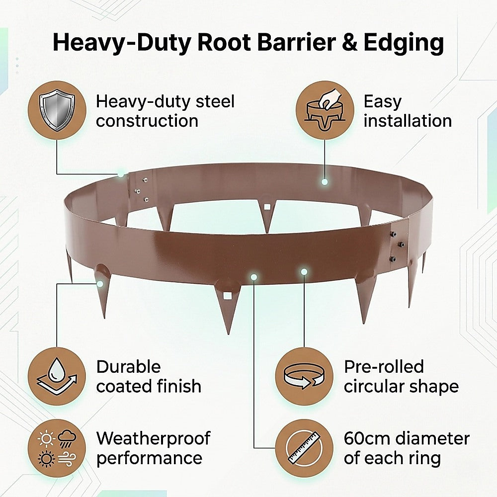 Gardening Accessories: 60cm Steel Garden Tree Ring with Spikes  Heavy-Duty Root Barrier & Edging